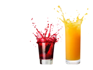 Imagen de fondo de dos refrescantes vasos de zumo