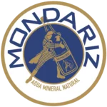 Logo de Aguas de Mondariz. La imagen recursiva del agüista abrazado a la botella aparece como logotipo de la marca en 1929