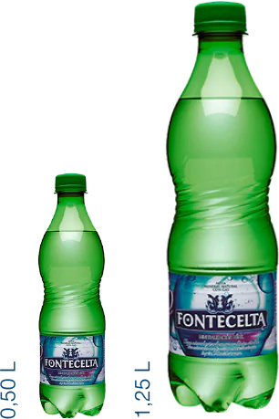 Botellas de Agua Mineral con Gas Fontecelta de 50 cl. y 1.25 L.