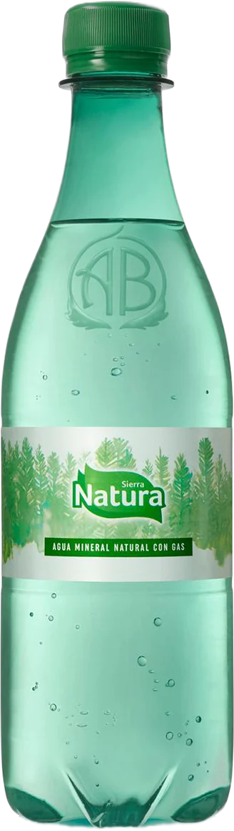 Botella de agua natural mineral con gas Sierra Natura de 50 cl.