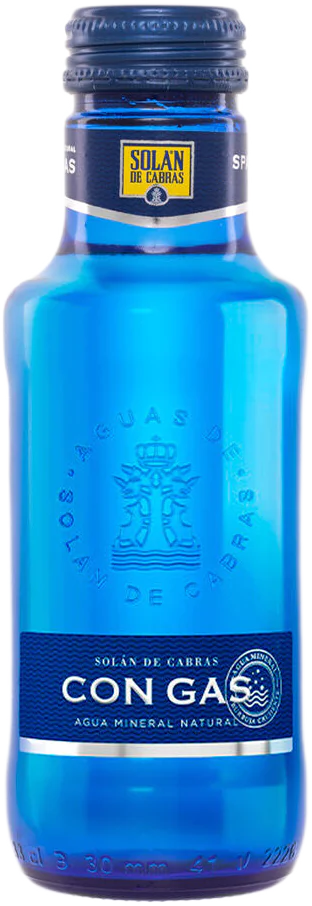 Botella de vidrio de 33 cl. de agua mineral con gas Solán de Cabras