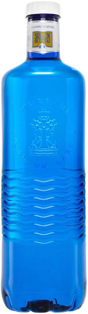 Botella de 2L de agua mineral natural Solán de Cabras en plástico reciclado (RPET)