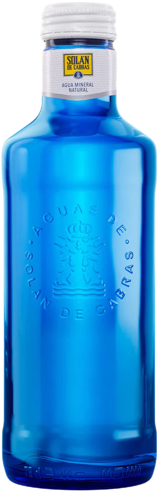 Botella de vidrio de 75 cl. de agua mineral natural Solán de Cabras con tapón de rosca