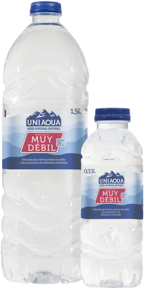 Botellas de PET de aguas Uniaqua