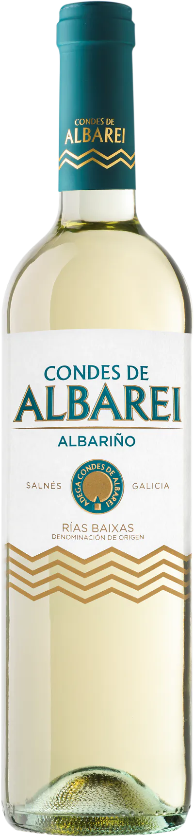 Botella de vino albariño Condes de Albarei