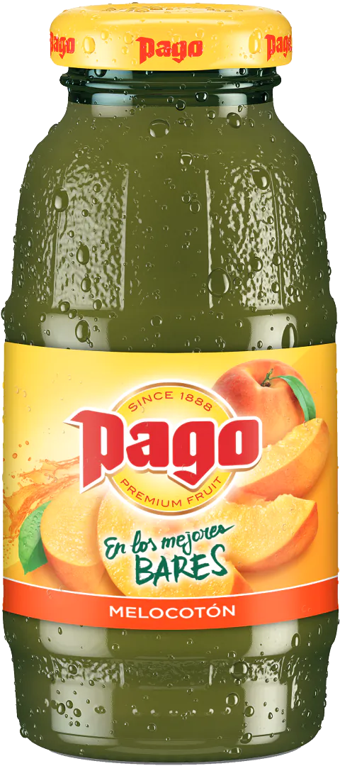 Zumo Pago de melocotón en botellín de cristal de 22 CL