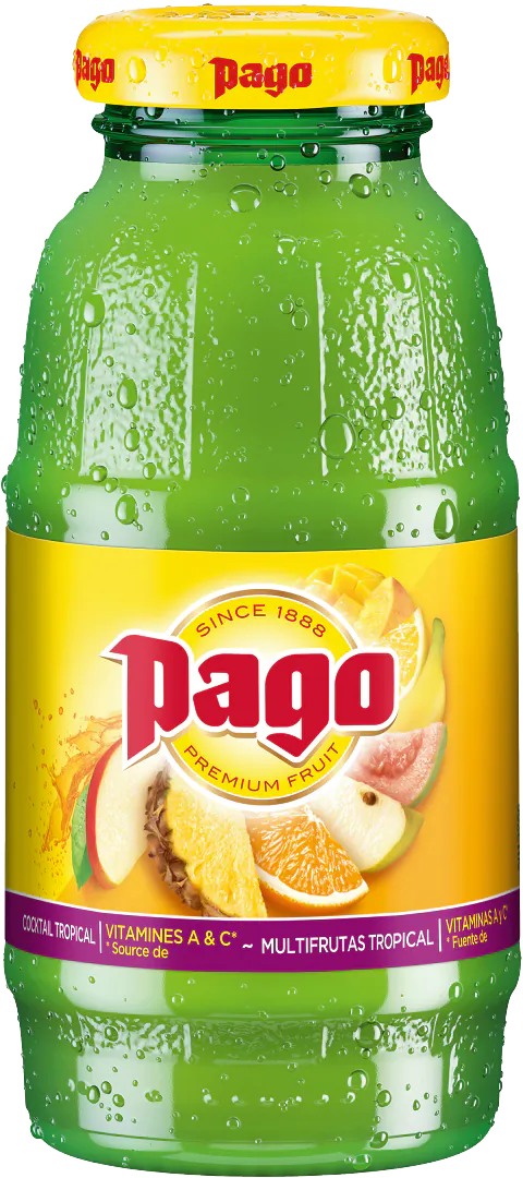Zumo Pago multifrutas  Tropical en botellín de PET de 33 CL